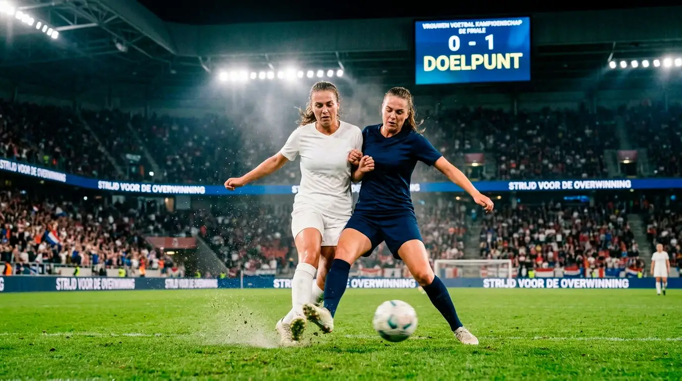 Champions League Vrouwen wedstrijdbeeld met speelsters in actie